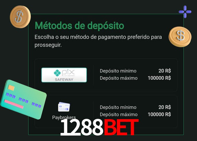 O cassino 1288Bet oferece uma grande variedade de métodos de pagamento